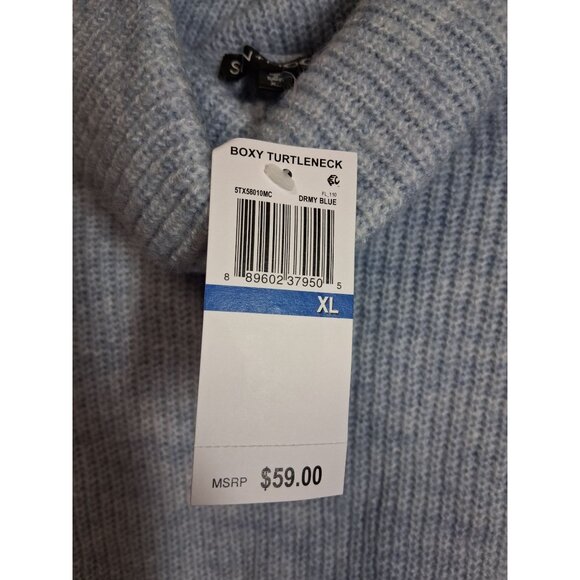 NWT Sun + Moon Boxy Turtleneck Sweater Knit Casual Oversized Winter Blue Sz XL - Picture 5 of 5